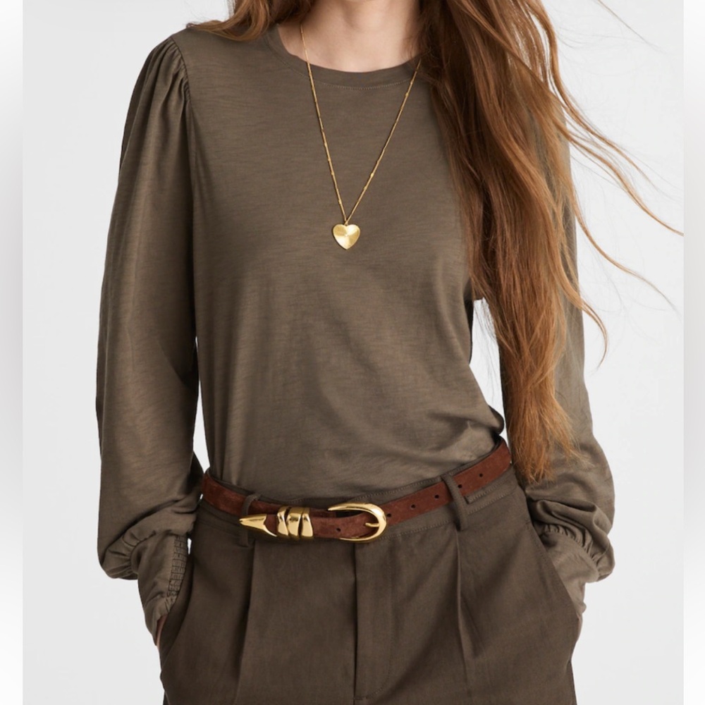 Madewell Smocked Long-Sleeve Top in Soft Slub